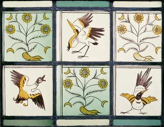 Fenêtre représentant des oiseaux et des fleurs
